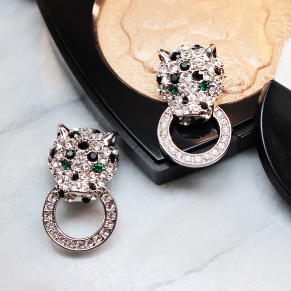 Rare Kenneth Jay Lane Leopard Doorknocker Earrings - Picture 5 of 8